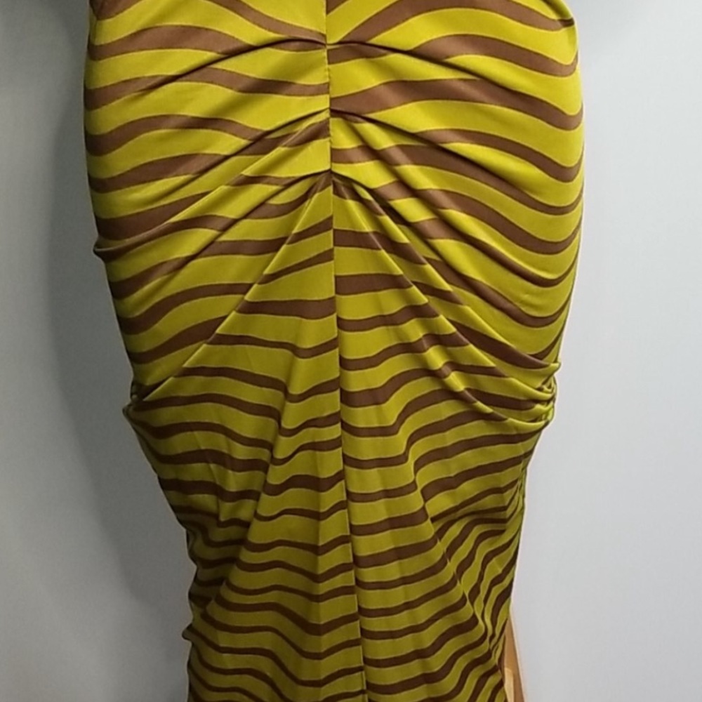 Striped V-Neck Dress in Yellow and Brown - Picture 10 of 12